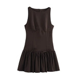 Foridol Bowknot Pleated Tank Short Dress for Women Sleeveless Casual Party Short Dress Female Casual Autumn Winter Dress