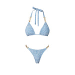 Denim Print 2Pcs Swimsuit Sexy Bikini Women Swimwear Bandeau Biquini Female Mini Skirt Bathingsuit Push Up Swim Suit Beachwear