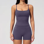 2 Piece Shaved Yoga Sets Women Hip Lifting Shorts Fitness Suit Outdoor Leisure Running Slimming Sports Vest Workout Tracksuit