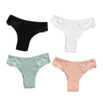 4Pcs/Set Women Cotton Low-Rise Briefs Lace Trims Brazilian Panties Sexy Lingerie Stretchy Underwear Female Underpants S-L