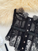 Toucheart Erotic Bodysuit French Retro Black Lace Jumpsuit Women's Sexy Delicate Intimate Seductive Backless Fishbone Shapewear