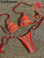 Printed Halter Bikini Female Swimsuit Women Swimwear Two-pieces Bikini set High Cut Leg Strappy Bather Bathing Suit Swim V7939