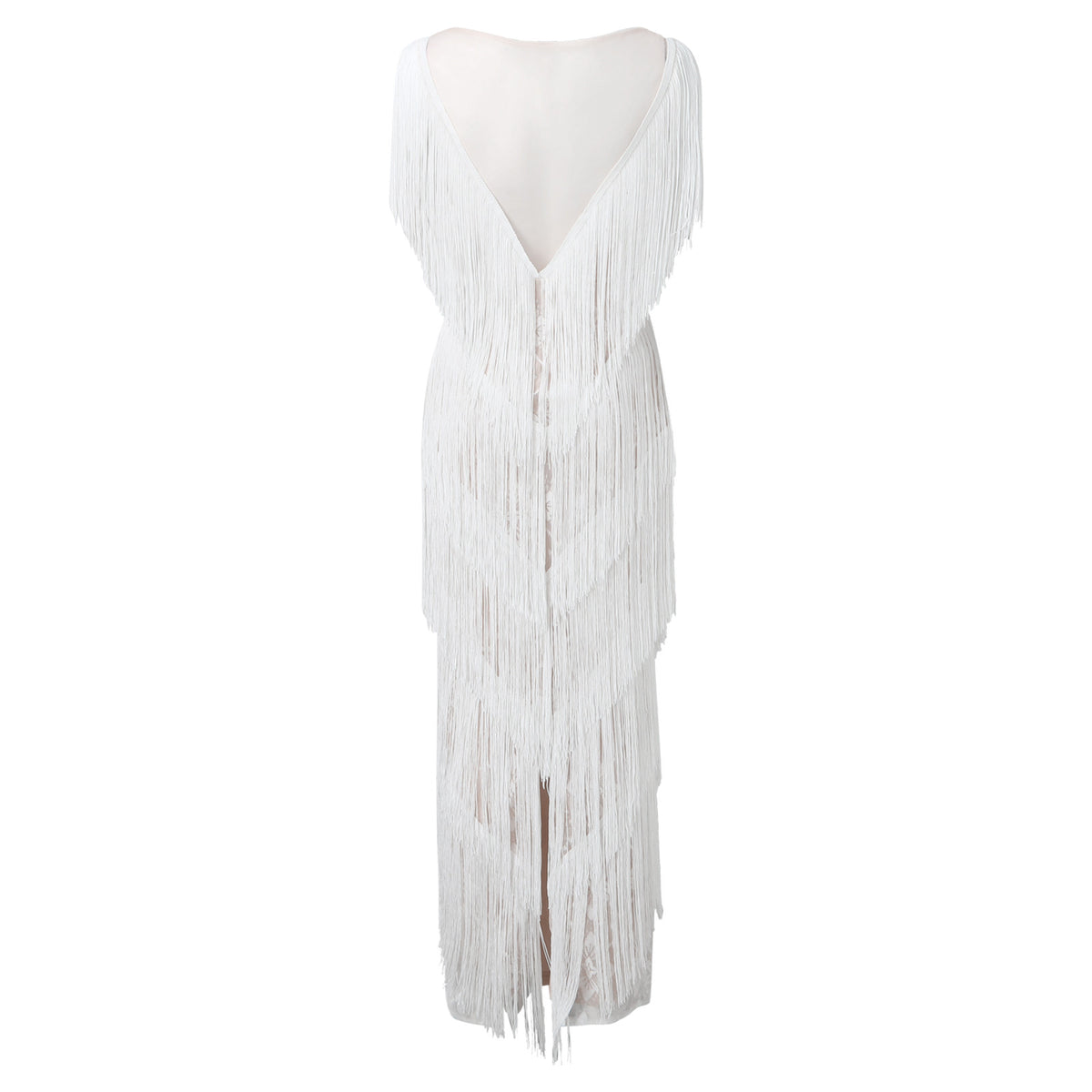 Womens Deep V Midi Fringed Dresses Sleeveless Pencil Party Solid Elegant Sexy Skirt Long Dresses Evening Party Mujer