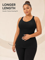 Women's Plus Size Wireless Seamless Bra Tank Top with Removable Pads Wide Straps Ribbed Breathable Thermal Warm Vest for Sports