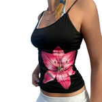 Summer Women Floral Print Camisole Casual Spaghetti Straps Tank Tops Sleeveless Crop Tops for Club Streetwear