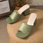 Large Size High Heels Women's Summer New Fashion Outdoor Wear Stone Pattern Square Head Thick Heel Sandals PU Leather TPR Sole