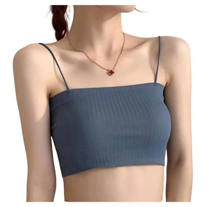 Summer Tube Bras For Women Sexy Seamless Underwear Crop Tops Sexy Lingerie Silky Bandeau Bra Removable Pads Intimates