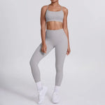 Women's Seamless Yoga Set Cross Back Sports Bra & High Waist Booty Lifting Yoga Leggings Gym Running Fitness Workout Outfit