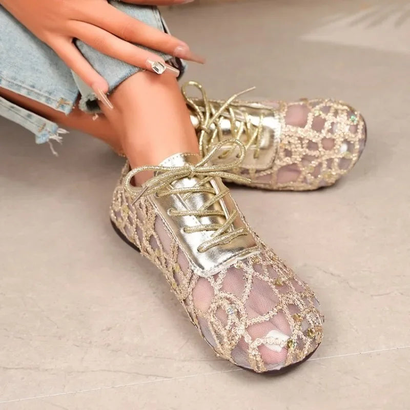Summer Women Flats Shoes Sequins Design Casual Fashion Women Sandals Plus Size Women Shoes
