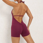 Women's High Elasticity One-Piece Fitness Jumpsuit - Tight Peach Hip Jumpsuit & Air Back Yoga Pants for Workout Gym Running