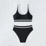 Black White Contrast High Waisted Bikini Push Up Sexy Swimsuit Women 2025 Swimwear Bathing Suit Bandeau Bikinis Sets De Mujer