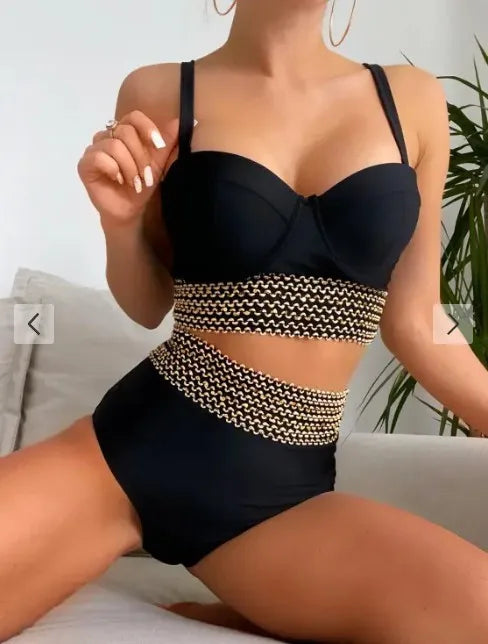Push Up High Waist Bikini Sets Sexy Black Brazilian Biquini Swimsuit Two Pieces Swimwear Women 2024 Bathing Suits Beachwear