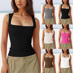 Square Neck Camisoles For Women Chiffon Solid Sleeveless Tight Elastic Bodysuit Slimming Top Sexy Women Blouses Ropa De Mujer