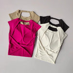 Sexy Short Backless Fixed Chest Pad Sports T-shirt Vest Women's Tight Fitting Quick Drying Slimming Yoga Suit Top Clothing