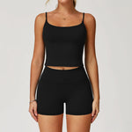 Yoga Shorts Set Women Sports Tank Top with Tight Fitting High Waist Pants Fitness Suit Summer Running Exercise Workout Clothes