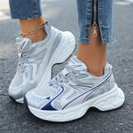 Fashion Breathable Chunky Platform Sneakers Women Korean Lace Up Thick Bottom Vulcanized Shoes Woman Patchwork Comfy Dad Shoes