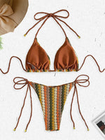 XS - L Mesh Knitted Rope Halter Brazilian Bikini Women Swimwear Female Swimsuit Two-pieces Bikini Set High Cut Bathing Suit Swim