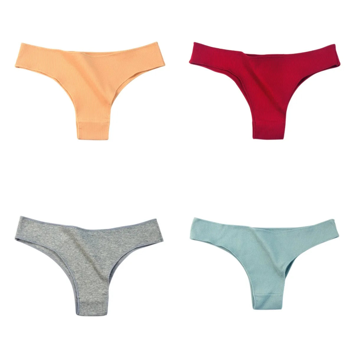 4Pcs/Set Cotton Panties Women Breathable Briefs Soild Underwear Female Underpants Low Waist Brazilian Panty Sexy Lingerie M-XL