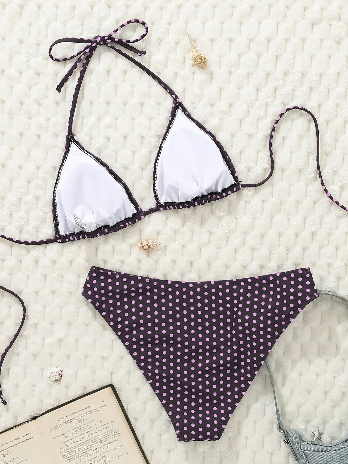 Sexy Black Polka Dot Print Bikini Set Women Halter Push Up Bra High Waist Swimsuit Bathing Suit Vacation Two Piece Swimwear 2026
