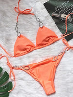 Sexy Rhinestone Bikini 2026 Women Solid Purple Metal Chain Swimsuit Brazilian Summer Beach Bathing Suit Luxury Thong Swimwear