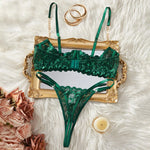 Women Lace Lingerie Ultra Sexy French Thin Bra Sets Intimate Exotic Sets Luxury Erotic Lingerie Dark Green Youth Sexy Lingerie