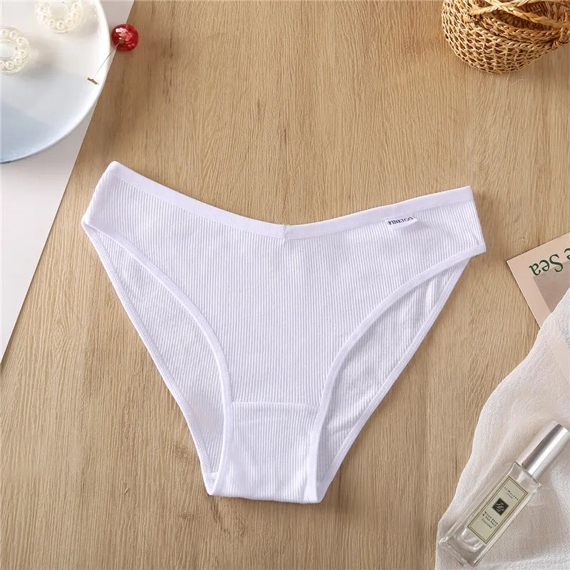 5Pcs Women Cotton Panties V-Belt Ladies Soft Female Sexy M-4XL Low-Rise Panties Bikini Underwear Comfortable Lingerie 2024