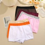 4Pcs/Set Women's Cotton Boxers Panties Seamless Sports Underwear Female Solid Color Cozy Lingerie Intimate Underpants XS-XL
