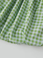 Women's Summer Mini Skirts Elastic Band Bubble Plaid Print Skirt for Daily, Travel, Parties