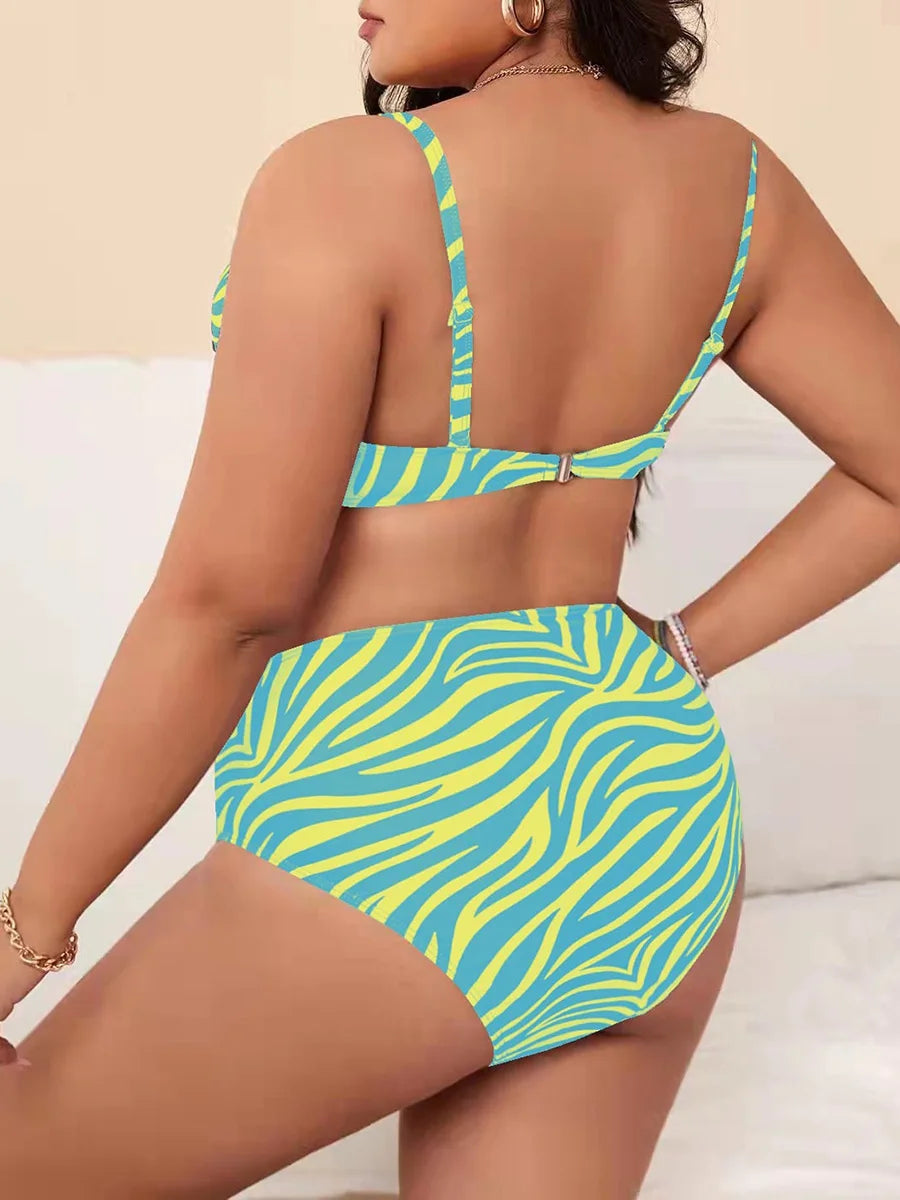 2026 Push Up Bikini Large Plus Size Swimsuit Women High Waist Swimwear Female Printed Bathers Bathing Swimming Swim Suit