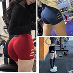 Women's High-Waist Yoga Fitness Shorts Peach Hip Lifting Perforated Elastic Breathable Three-Quarter Length Sporty Shorts