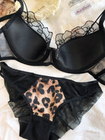 Sexy Leopard Print Women Lingerie Set French Lace Flowers Embroidery Mesh Bra Comfort Push Up Brassiere Charm Ladies Underwear