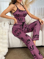 Summer 2 Pieces Pajama Set for Women Sleepwear Breathable Soft Casual Cami Top and Long Pants Sets Homewear Loungewear