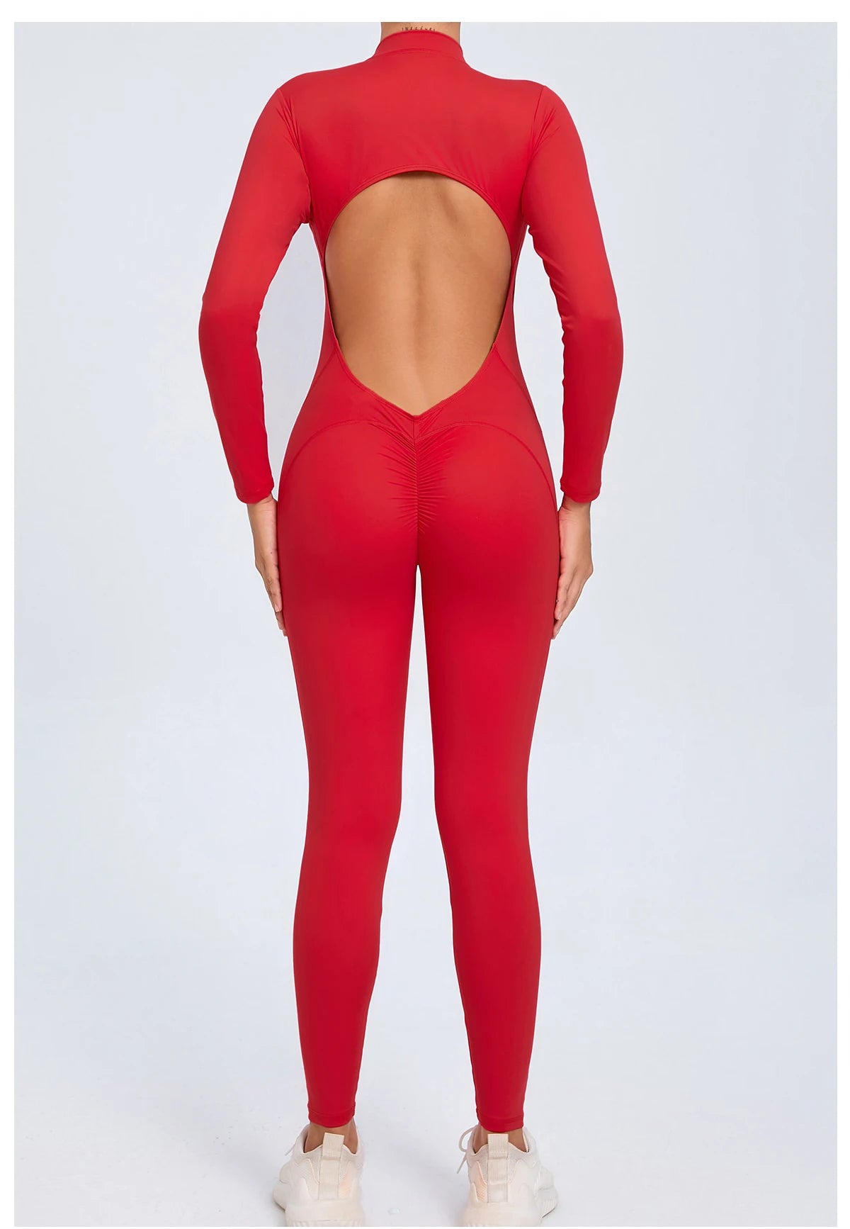Women Sportwear Yoga Jumpsuit Zip Long Sleeve Back Open Outfit Fitness Tracksuit Tight One-piece Gym Overalls Sports Bodysuit