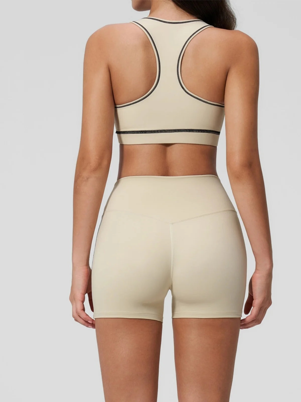 Summer New Color Contrast Yoga Set Women Tight I-shaped Back Sports Bra Versatile Fitness Suit High Waist Shorts Workout Clothes