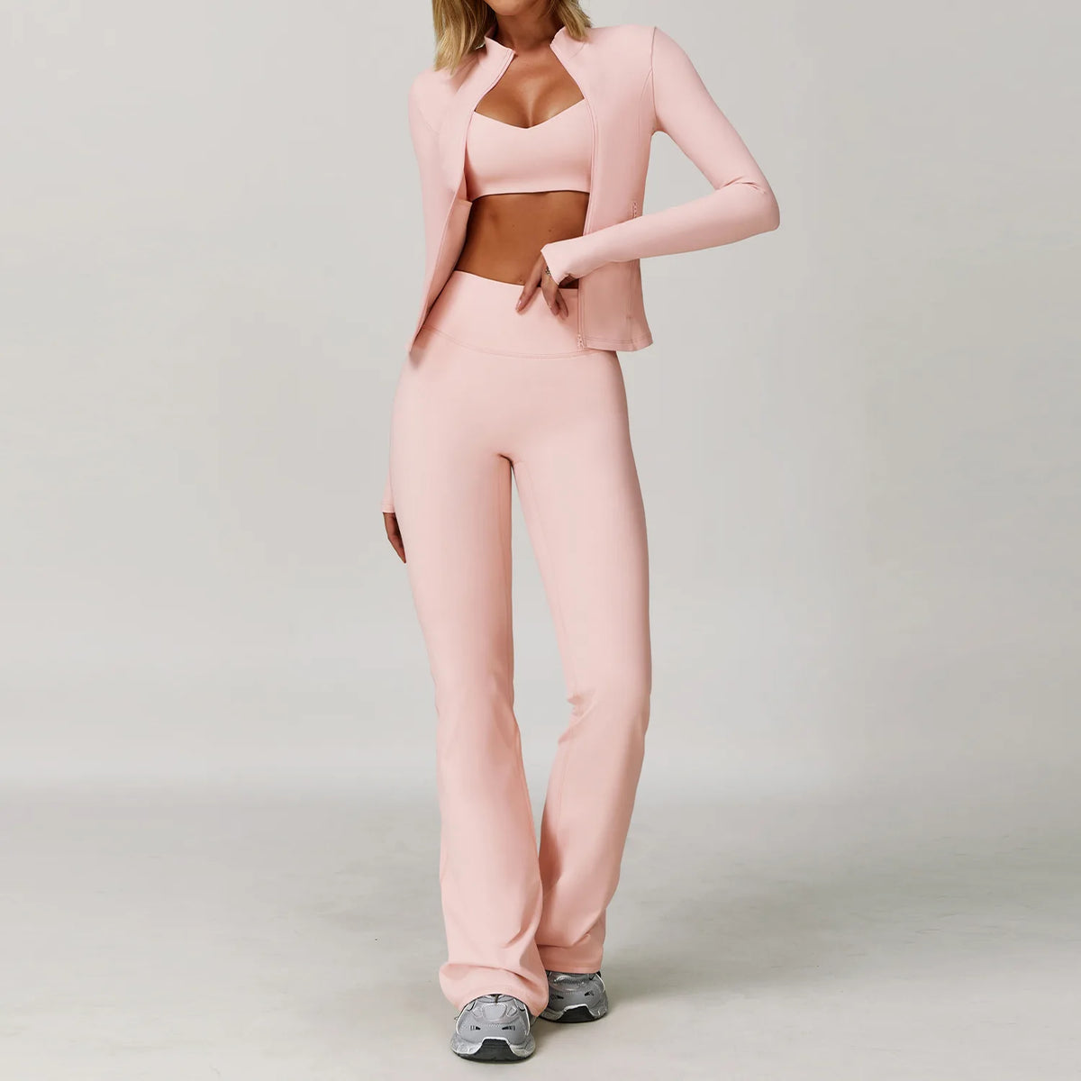2/3PCS Yoga Suit Women Tracksuits Gym Clothes Workout Flared Pants Zipper Long SleeveAthletic Wear Female Sports Yoga Clothing
