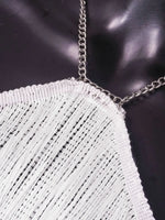 Women's Halter Neck Sleeveless Crop Top Tassel Rhinestone Chain Backless Party Clubwear White Sparkly Night Out Top