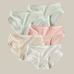 5Pcs/Set Women Cotton Briefs Ribbed Panties Low Rise Underwear Female Underpants Solid Color Sexy Lingerie Soft Intimates M-XL