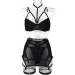 Toucheart Trendy Lingerie 4 Pieces Set Exotic Sexy Bra Eroctic Garter Underwear Set Women's Mesh See-through Luxury Underwear