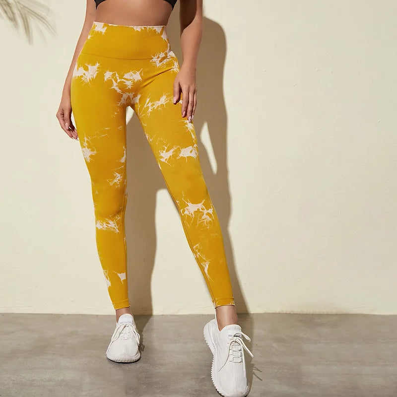 47 Color Marbling Tie-Dye Seamless Yoga Pants Sports Leggings Women Running Fitness High Waist Gym Leggings Women Workout Tights