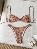 New Flowers Printed High Leg Cut Bikini Female Swimsuit Women Swimwear Two-Pieces Bikini Set Bather Bathing Suit Swim