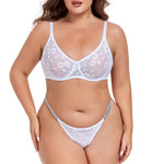 Sexy Floral Lace Womens Lingerie Set Breathable Erotic Bra And Briefs Sets Panties Thong Plus Size Underwear B C D E F Cup