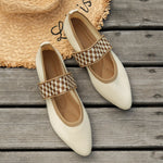 Knitted Color-block Women's Flat Shoes Dressy Ballet Flats Casual striped straps Pointed Toe Loafers Female Daily Shoes Big Size
