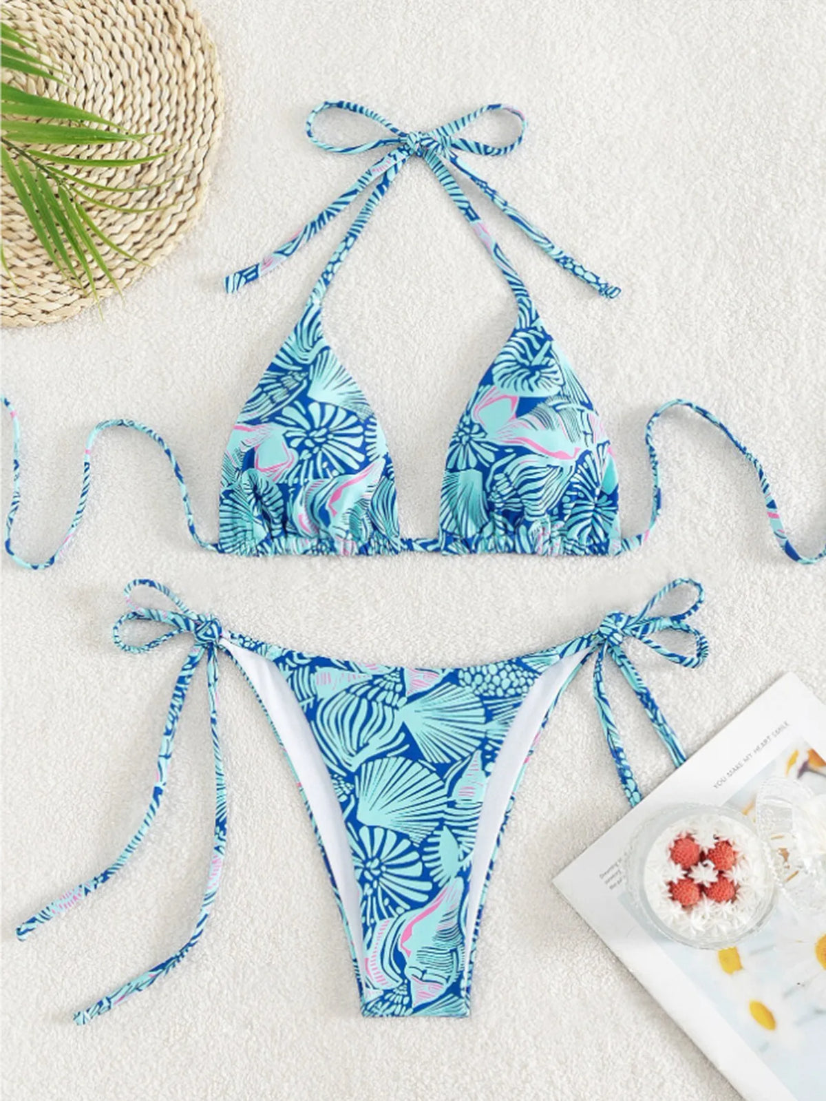 Sexy String Bikini 2024 Two Pieces Print Swimsuit Female Swimwear Women Thong Bikinis Set Bather Beachwear Bathing Suit Pool