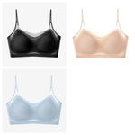 3Pcs/Set Ultra-thin Bras Women Ice Silk Small Chest Underwear Sexy Lingerie Padded Seamless Bra Summer Tube Top