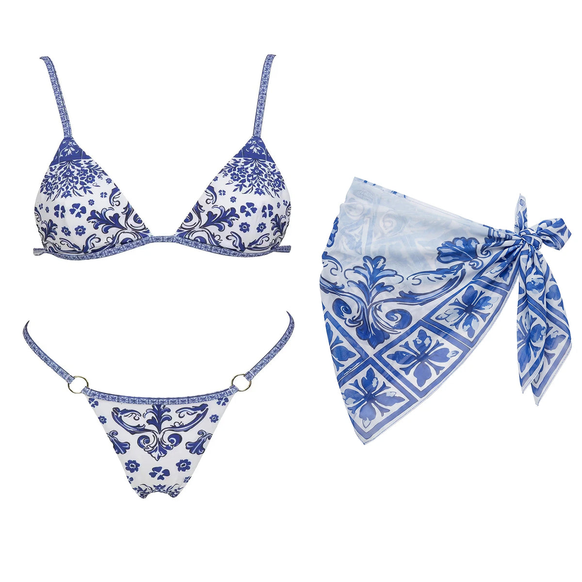 Retro 2Pcs One Piece Swimsuit Women Sexy Bikini Push Up Swimwear Female Halter Swim Suit Bandeau Biquini Beachwear Bathingsuit
