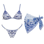 Retro 2Pcs One Piece Swimsuit Women Sexy Bikini Push Up Swimwear Female Halter Swim Suit Bandeau Biquini Beachwear Bathingsuit