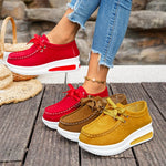 Red Chunky Platform Sneakers Women Comfortable Non Slip Thick Sole Casual Shoes Woman Plus Size 43 Lace Up Sport Shoes Female