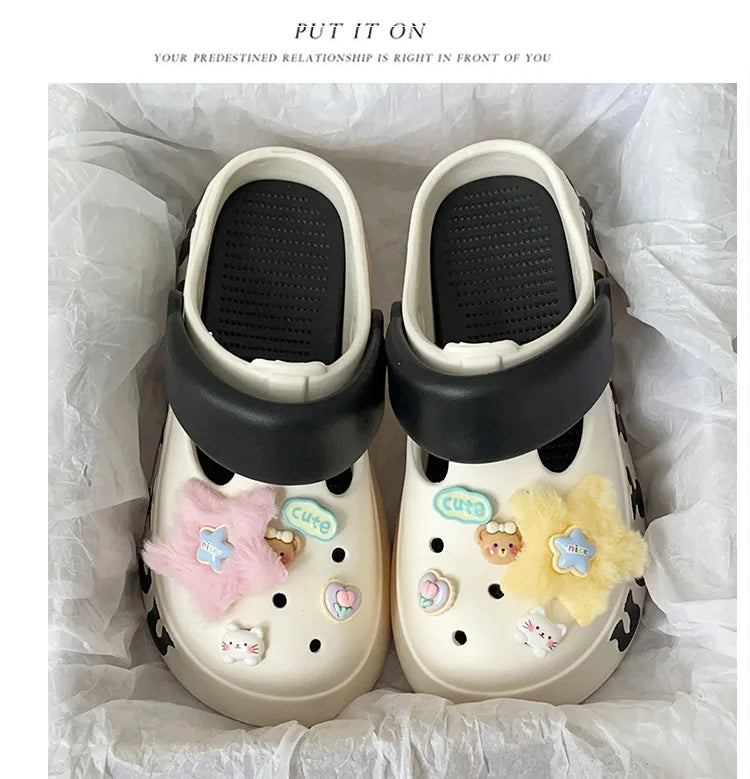 Clogs Thick-soled Slippers Women's Summer 2026 New Style Anti-slip Height-increasing Sandals and Slippers for Outdoor Wear