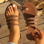 Women Slippers New Summer Fashion Sandals Woven Flat Heel Slippers Flip Flops Beach Lightweight Comfortable Shoes Slides Women