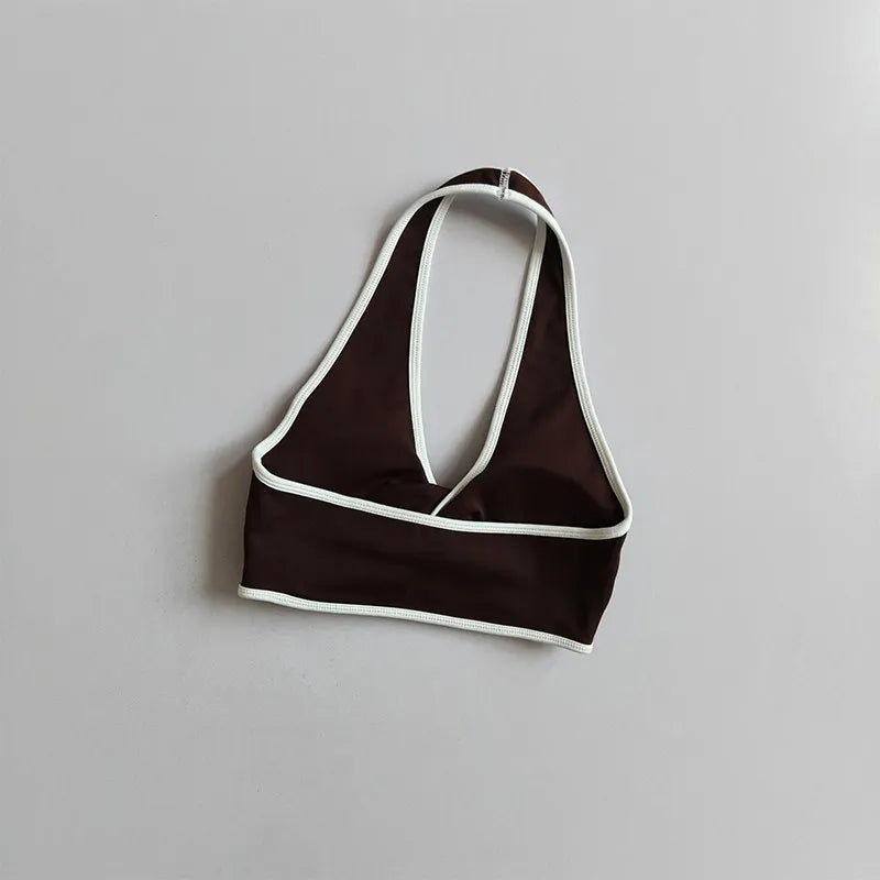 Shockproof Breathable Sports Bra Halter Neck Vest with Chest Pad for Gym Running Yoga Pilates Training Fitness Back Beauty